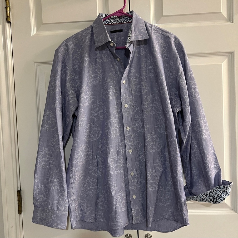 Dagr Striped Cotton Button Down Shirt Size Large